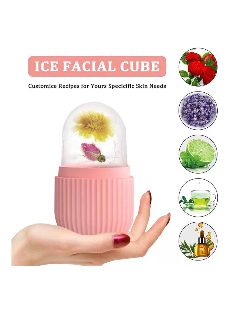 ORiTi أسطوانة الثلج للوجه، أسطوانة الثلج لتدليك الوجه، مكعب ثلج متوهج للوجه، أدوات العناية بالبشرة لتجاعيد العين، وتخفيف انتفاخ حب الشباب، وردي - Image 2