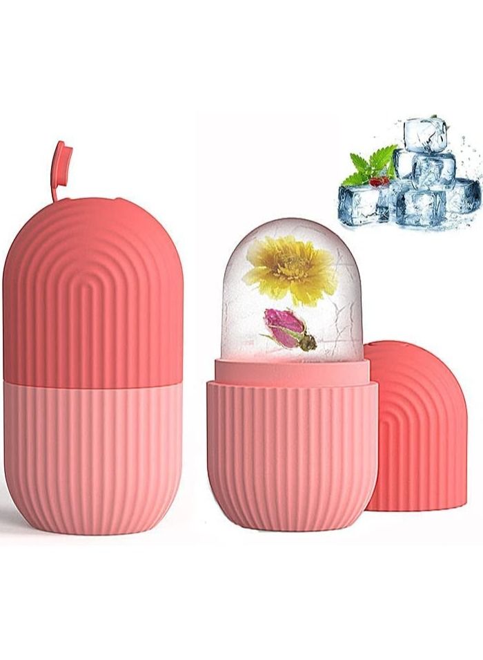 ORiTi أسطوانة الثلج للوجه، أسطوانة الثلج لتدليك الوجه، مكعب ثلج متوهج للوجه، أدوات العناية بالبشرة لتجاعيد العين، وتخفيف انتفاخ حب الشباب، وردي - Image 1