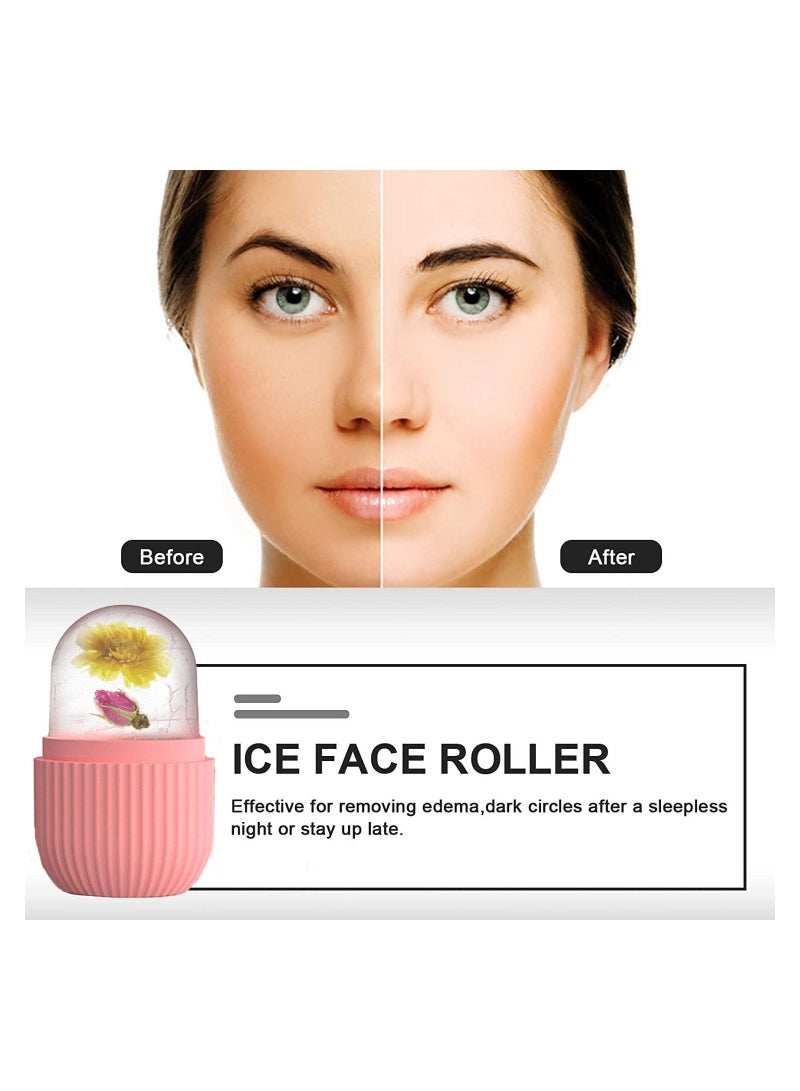 ORiTi أسطوانة الثلج للوجه، أسطوانة الثلج لتدليك الوجه، مكعب ثلج متوهج للوجه، أدوات العناية بالبشرة لتجاعيد العين، وتخفيف انتفاخ حب الشباب، وردي - Image 4