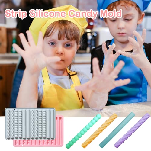 OURASHERO 2 Pack 12 Cavity Chocolate Molds Strip Silicone Molds Small Size Non-stick Pretzel Stick Mold for Cheese Gummy Chocolate Bar Crayon Cupcake Decoration Baby Finger Food Themed Party Props - Image 4
