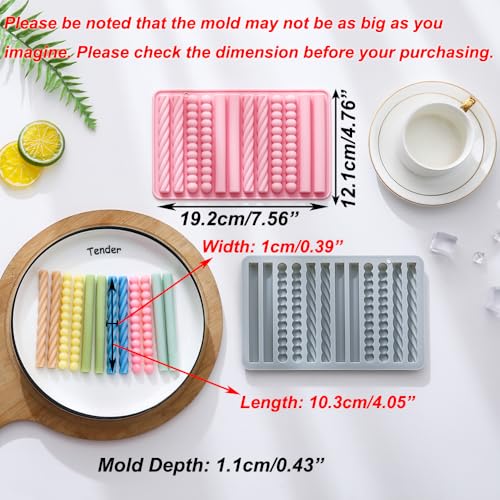 OURASHERO 2 Pack 12 Cavity Chocolate Molds Strip Silicone Molds Small Size Non-stick Pretzel Stick Mold for Cheese Gummy Chocolate Bar Crayon Cupcake Decoration Baby Finger Food Themed Party Props - Image 2