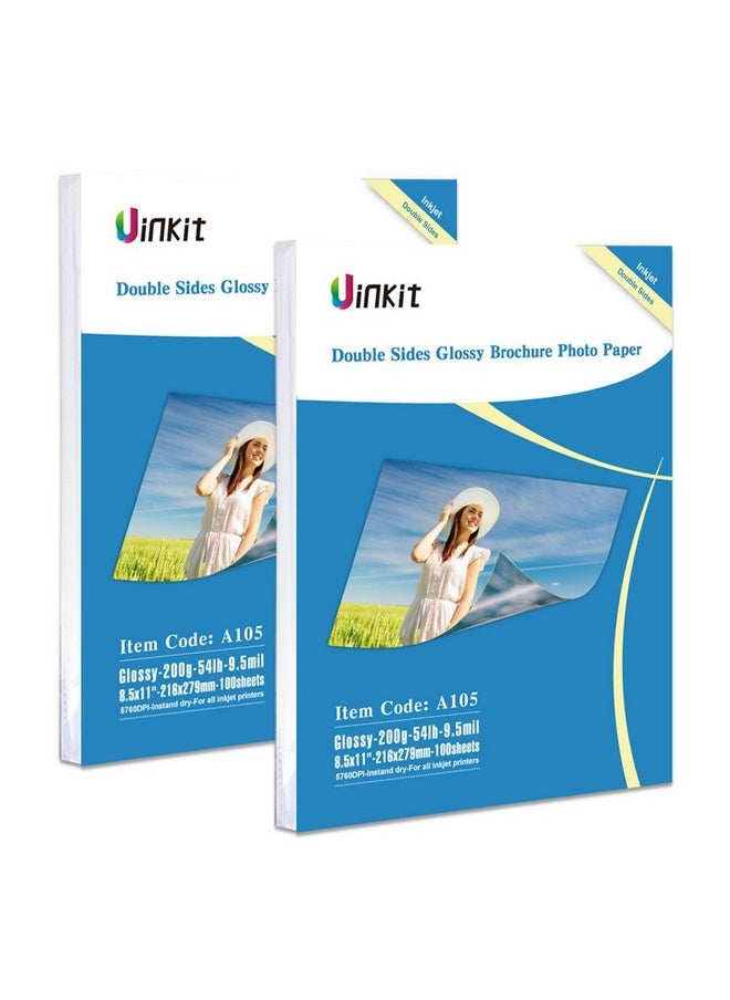 Uinkit Uinkit 200 Sheets Double Sided Photo Paper Glossy 8.5x11 54lbs Inkjet for Dye Ink 200Gsm Value Bulk Pack Picture 8.5 x 11 9.5Mil for Inkjet Printing Printer  - Image 1