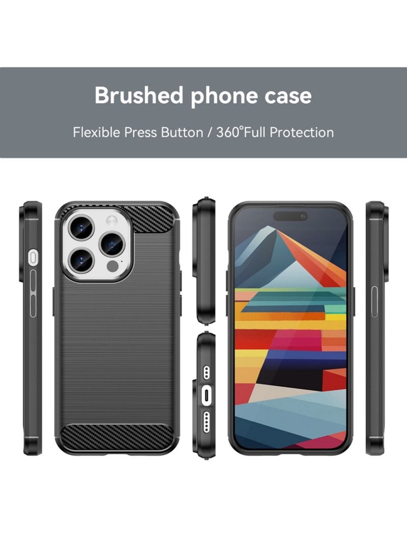 جراب حماية لهاتف ايفون 15 برو (6.1 بوصة) - غطاء خلفي مرن من البولي يوريثين (TPU) باللون الأسود، مقاوم للصدمات والحرارة، تصميم نحيف ومضاد للبصمات - Image 2