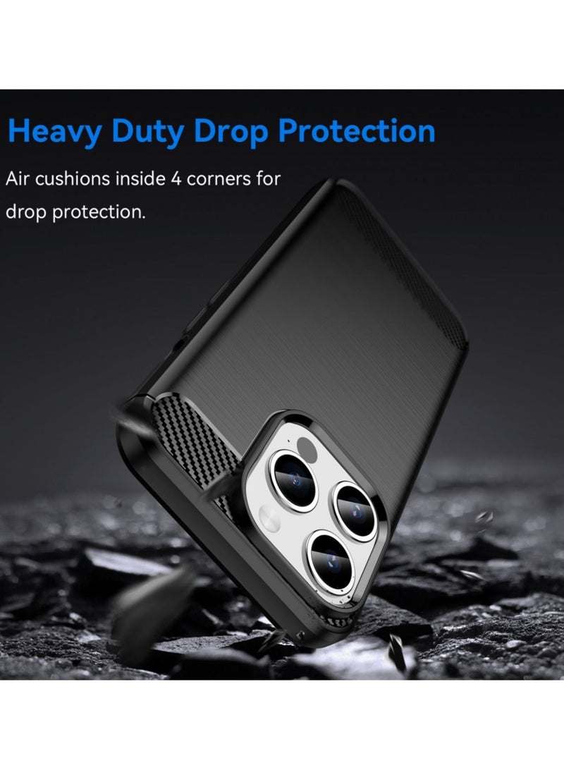 جراب حماية لهاتف ايفون 15 برو (6.1 بوصة) - غطاء خلفي مرن من البولي يوريثين (TPU) باللون الأسود، مقاوم للصدمات والحرارة، تصميم نحيف ومضاد للبصمات - Image 3