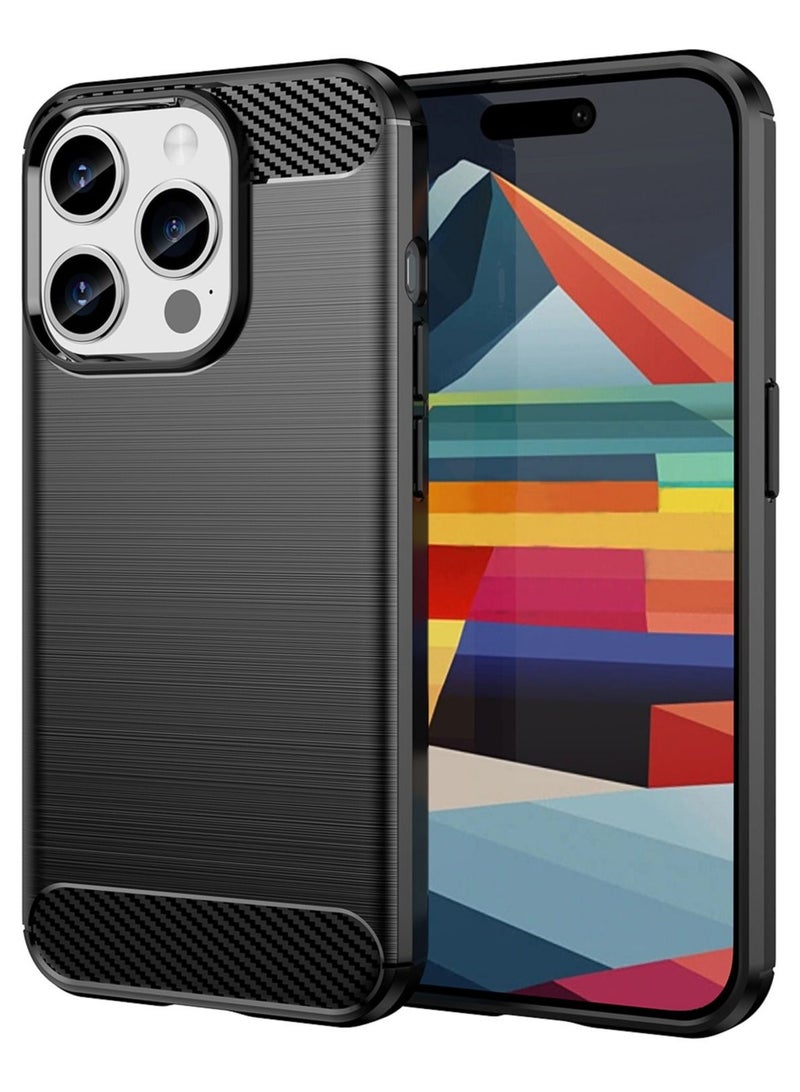 جراب حماية لهاتف ايفون 15 برو (6.1 بوصة) - غطاء خلفي مرن من البولي يوريثين (TPU) باللون الأسود، مقاوم للصدمات والحرارة، تصميم نحيف ومضاد للبصمات - Image 1