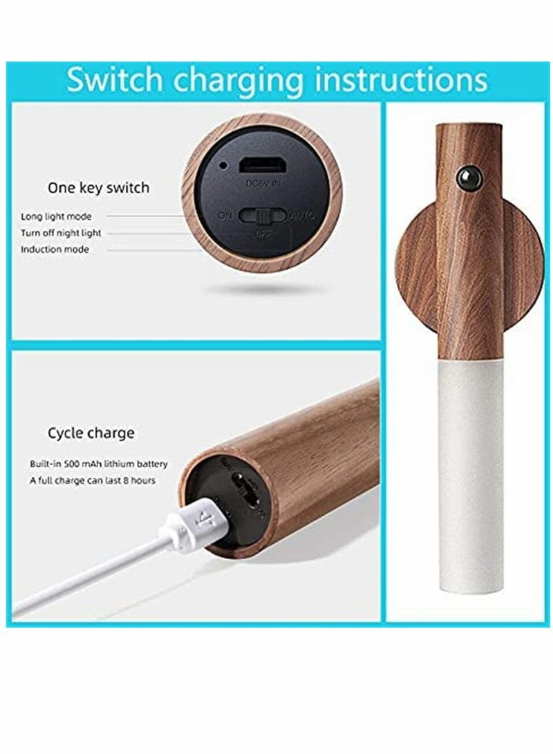 SYOSI Night Light, USB Charging, Motion Sensor Night Light, Intelligent Night Light, Three Modes, for Corridor Wall Induction Lamp Bedroom Aisle Staircase Wardrobe (Ash Wood Night Light) - Image 2
