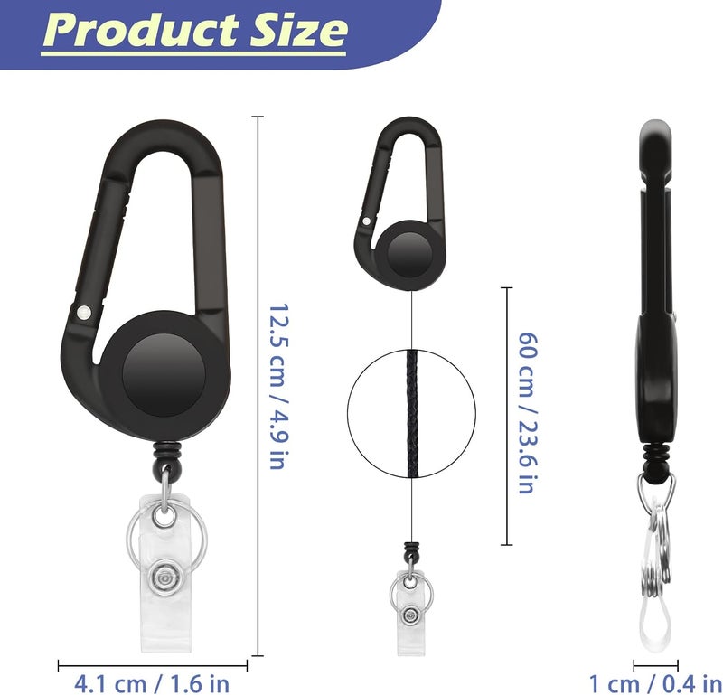 Boutilon Retractable ID Badge Holder, Badge Reels,Multipurpose Badge Reel Card Holder for Nurse, Teacher, Student, Office Worker (5 Pack Black) - Image 2
