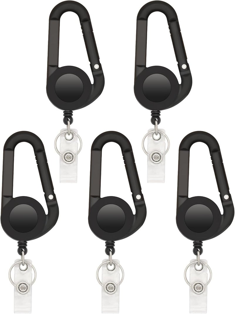 Boutilon Retractable ID Badge Holder, Badge Reels,Multipurpose Badge Reel Card Holder for Nurse, Teacher, Student, Office Worker (5 Pack Black) - Image 1