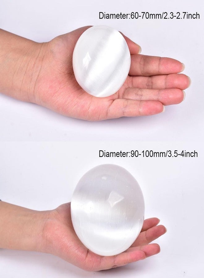 JIC Gem 3.5-4 Inch(90-100mm) Selenite Crystal Sphere with Wooden Stand Healing Crystal Ball for Meditation, Home Decoration - Image 4