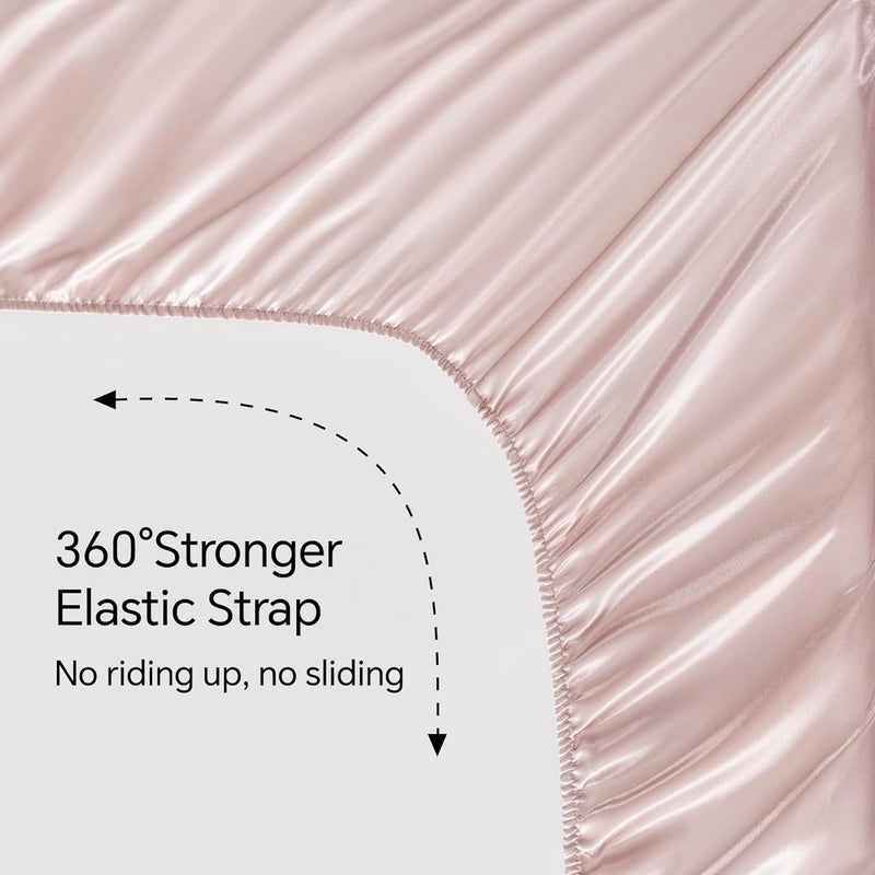 BEDELITE King Size Satin Sheets Set - Luxury Soft Pink Bedding for Hair and Skin - Image 5