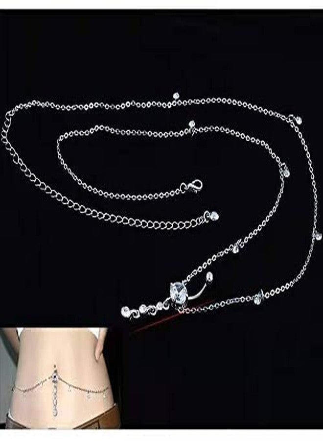 KunBead Piercing Navel Waist Chain Belly Button Ring Surgical Steel Sexy Love Dangle Body Jewelry (white) - Image 3