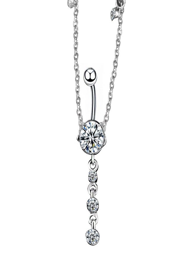 KunBead Piercing Navel Waist Chain Belly Button Ring Surgical Steel Sexy Love Dangle Body Jewelry (white) - Image 1