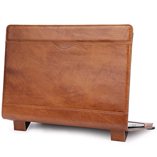 TT TYTX TYTX Compatible with MacBook Air Genuine Leather Case with Vents and Stand Function 13 Inch 2021 2020 2019 2018 (A2337 A2179 A1932) (Genuine Brown) - Image 3