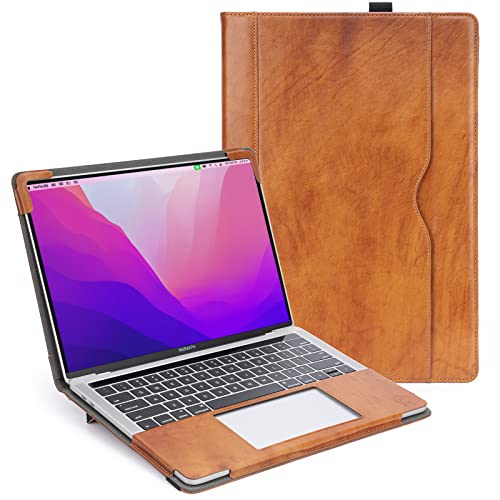 TT TYTX TYTX Compatible with MacBook Air Genuine Leather Case with Vents and Stand Function 13 Inch 2021 2020 2019 2018 (A2337 A2179 A1932) (Genuine Brown) - Image 1