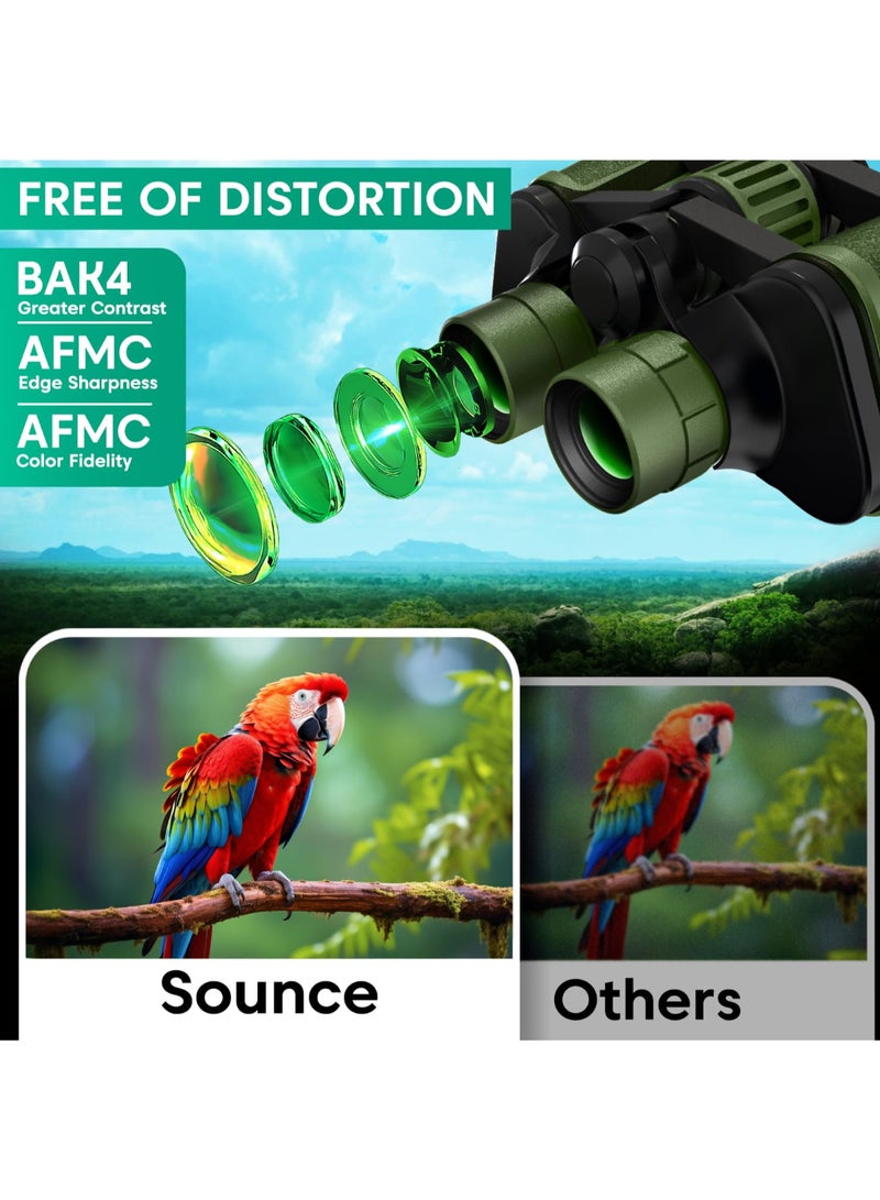 Sounce Renewed - 8x40 Binoculars for Long Distance | Professional HD Binocular for Adults | BAK4 Porro Prism FMC Optics | Bird Watching Wildlife Trekking Safari | Wide Angle Durbin with Pouch (Green) - Image 5