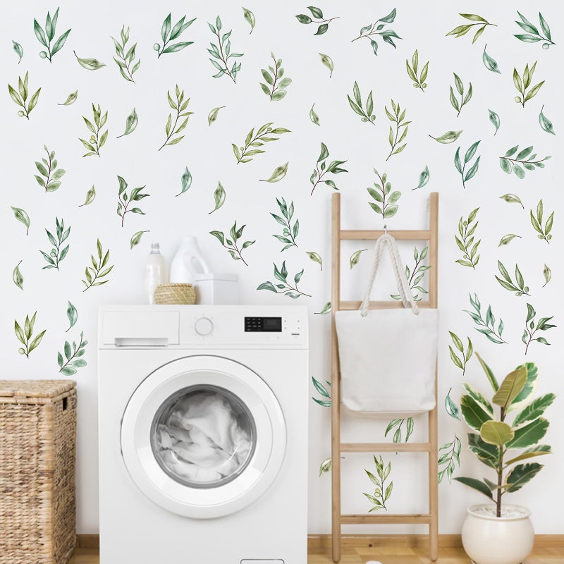 THEYGE Green Leaves Wall Stickers Green Tree Leaf Wall Stickers Boho Leaf Decal Modern Leaves Wall Decals Watercolor Botanical Plant Stickers for Nursery Bedroom Living Room Decor - Image 3