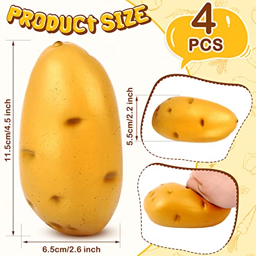 Deekin 4 Packs Potato Stress Balls Random Stuff Funny Stress Balls Relief Food Ball PU Fake Potato Fidget Vegetable Ball Elastic Relief for Women Men Anxiety Releasing Daily Relieving - Image 5
