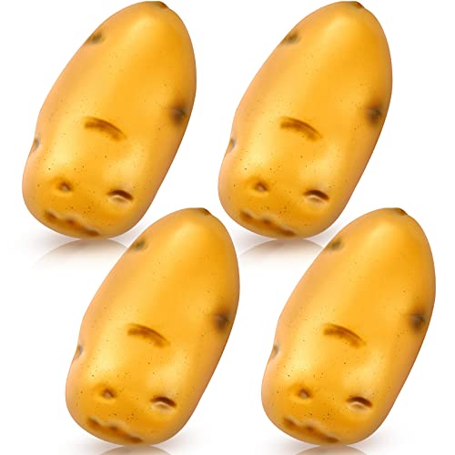Deekin 4 Packs Potato Stress Balls Random Stuff Funny Stress Balls Relief Food Ball PU Fake Potato Fidget Vegetable Ball Elastic Relief for Women Men Anxiety Releasing Daily Relieving - Image 1