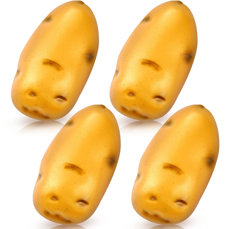 Deekin 4 Packs Potato Stress Balls Random Stuff Funny Stress Balls Relief Food Ball PU Fake Potato Fidget Vegetable Ball Elastic Relief for Women Men Anxiety Releasing Daily Relieving - Image 3