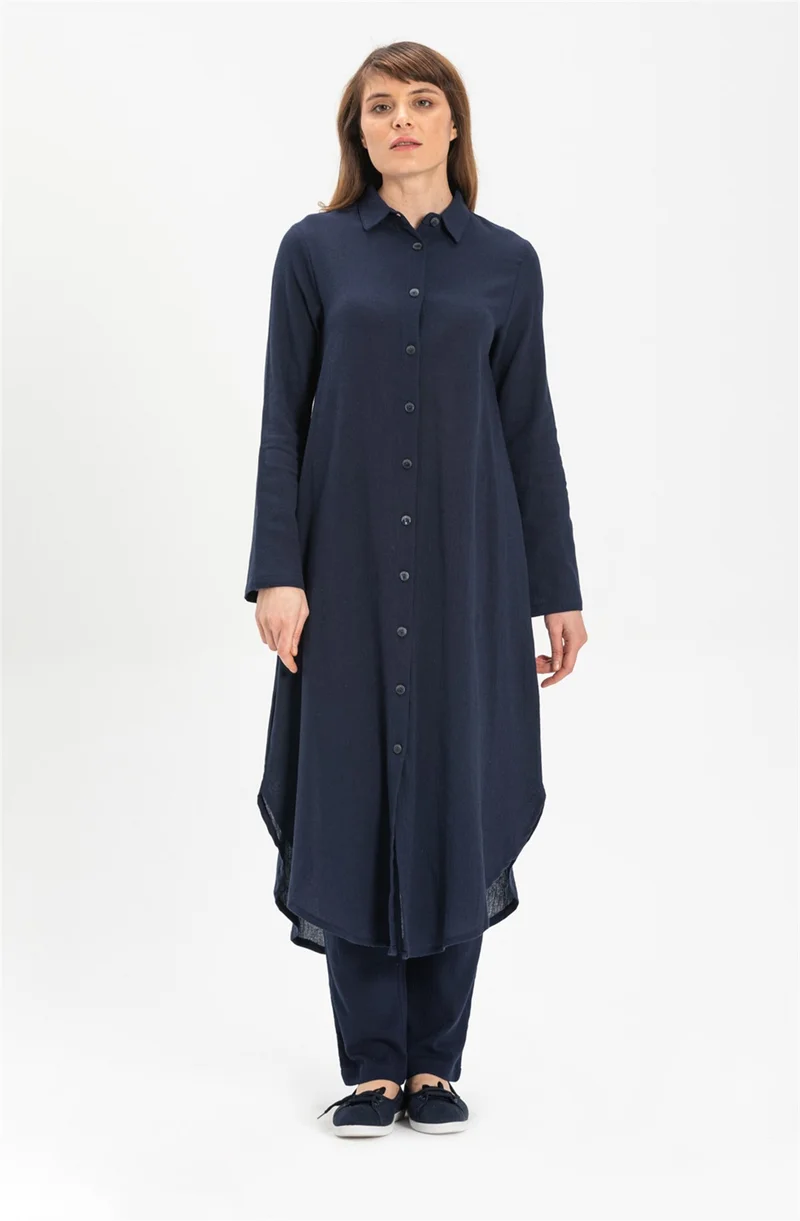 اليش شيل بيزي Edanur Şile Cloth Tunic Navy Blue Lcvt