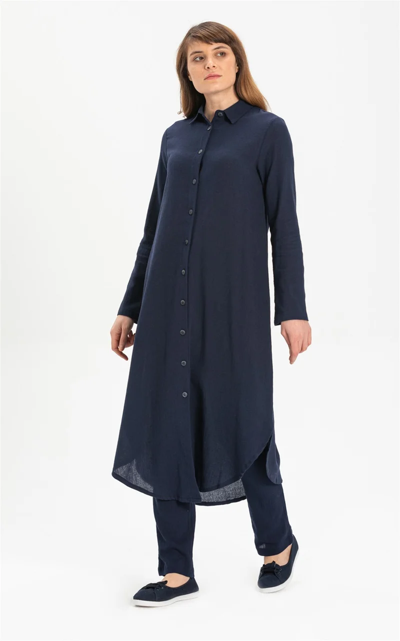 اليش شيل بيزي Edanur Şile Cloth Tunic Navy Blue Lcvt