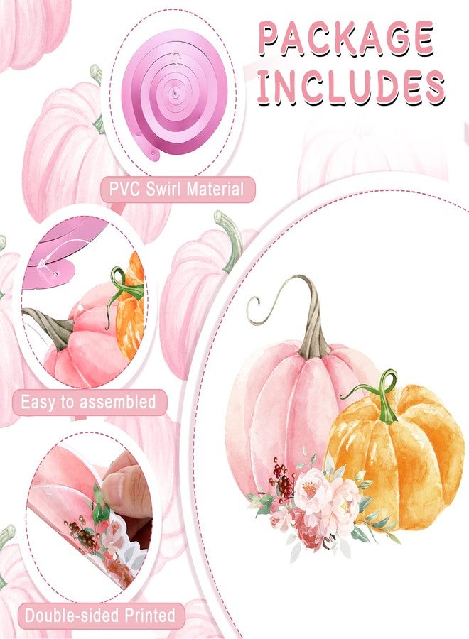 Fumete 72 Pcs Pink Girl Little Pumpkin Baby Shower Decorations Thanksgiving Fall a Little Pumpkin Is on Her Way Hanging Swirls Decorations Foil Swirls Ceiling Decor for Baby Shower Party Supplies - Image 5