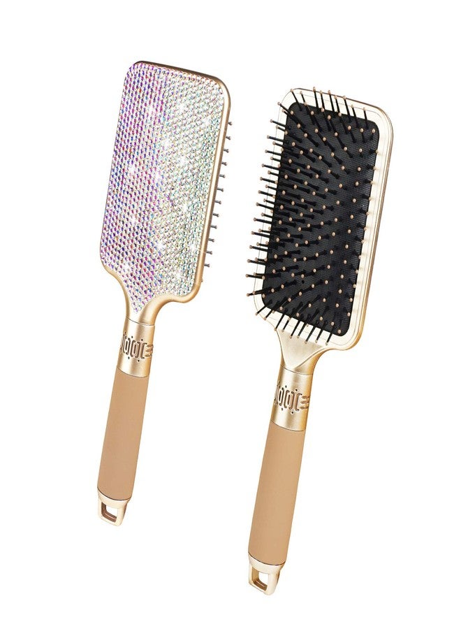 KEYPOWER Hair Brush Detangles Instantly Removing Tangles, Knots, Fly Aways Exceptional Wig Brush For Hair Wraps & Weave Management Handmade Luxury Bling Crystal Paddle Brush Cute Rhinestone (AB Color) - Image 1