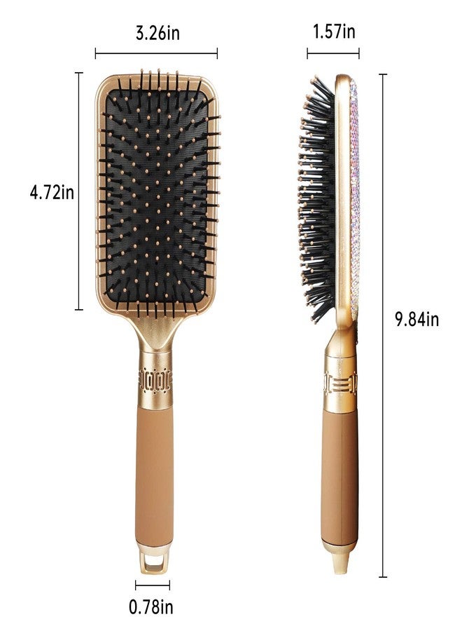 KEYPOWER Hair Brush Detangles Instantly Removing Tangles, Knots, Fly Aways Exceptional Wig Brush For Hair Wraps & Weave Management Handmade Luxury Bling Crystal Paddle Brush Cute Rhinestone (AB Color) - Image 3