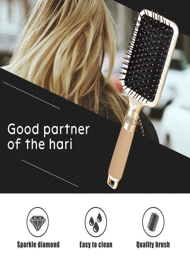 KEYPOWER Hair Brush Detangles Instantly Removing Tangles, Knots, Fly Aways Exceptional Wig Brush For Hair Wraps & Weave Management Handmade Luxury Bling Crystal Paddle Brush Cute Rhinestone (AB Color) - Image 4