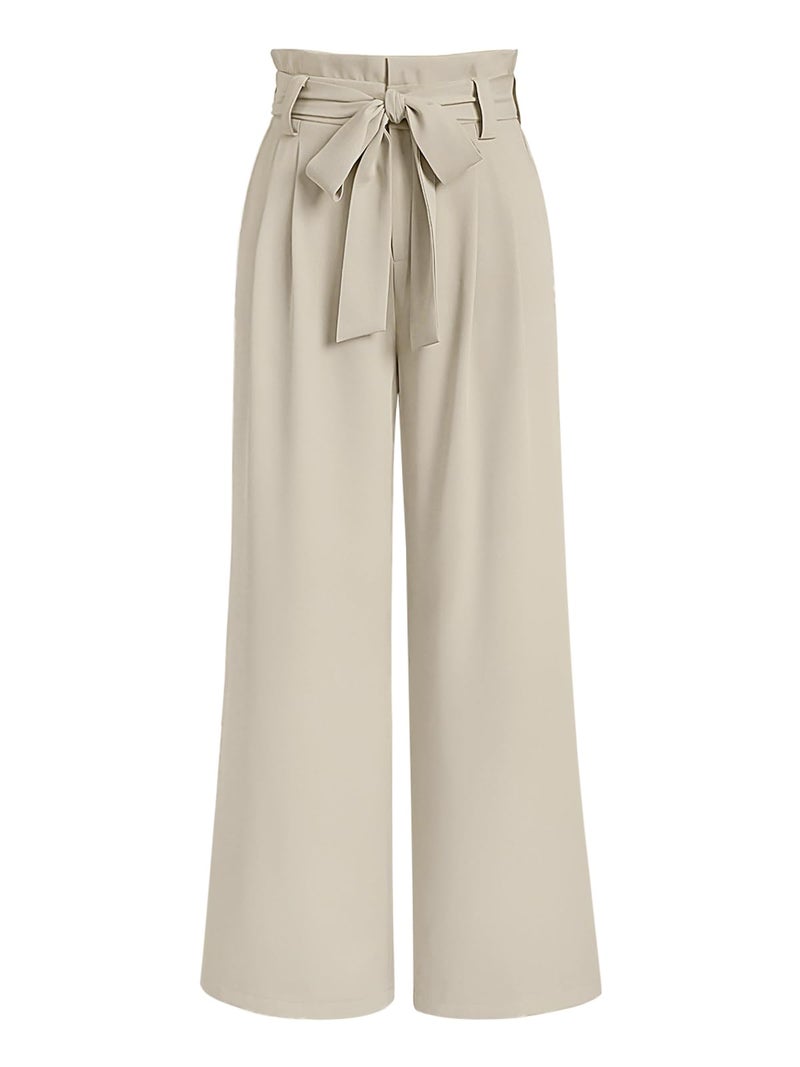 LILLUSORY Wide Leg Dress Work Pants Womens Petite Palazzo Spring Summer 2026 Flowy Trousers Slacks High Waisted Business Dressy Casual Outfits Clothes Office Cute Teacher Clothing Light Khaki M - Image 1