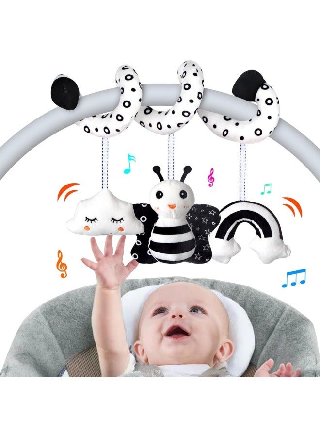 1 Pcs Car Seat Toys, Infant Baby Spiral Activity Hanging Toys Stroller Toys for Car Seat Stroller with BB Squeaker and Rattles  - Image 1