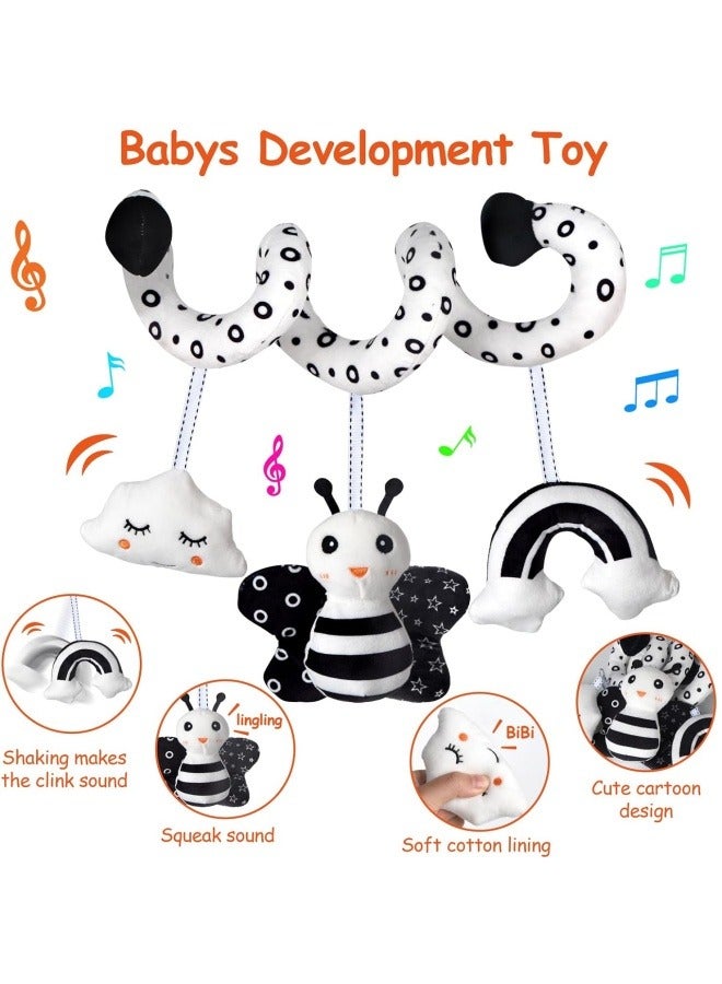 1 Pcs Car Seat Toys, Infant Baby Spiral Activity Hanging Toys Stroller Toys for Car Seat Stroller with BB Squeaker and Rattles  - Image 2