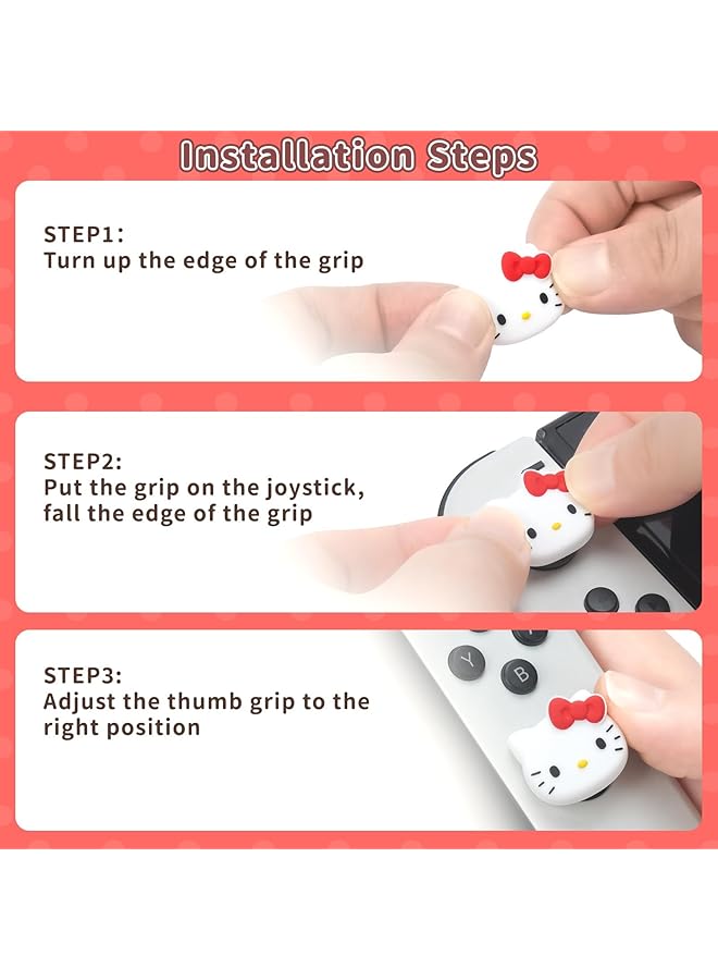 Cute Silicone Joystick Thumb Grip Caps Game Console Cover Compatible With Switch/Oled/Switch Lite 4Pcs Hello Cat  - Image 3