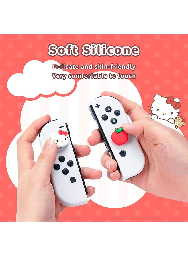 Cute Silicone Joystick Thumb Grip Caps Game Console Cover Compatible With Switch/Oled/Switch Lite 4Pcs Hello Cat  - Image 4