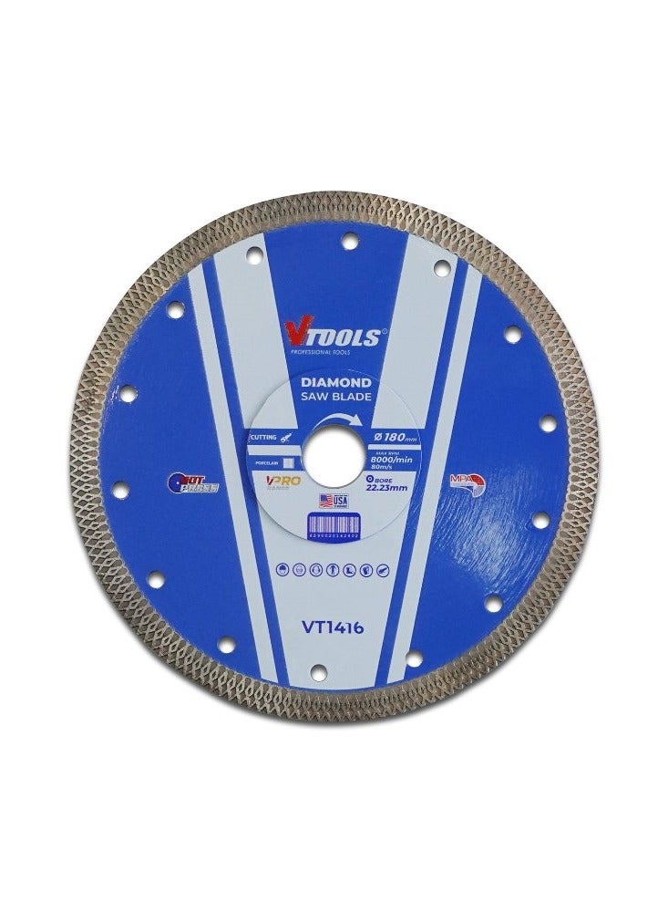 VTOOLS 7 Inch Diamond Saw Blade with Multi-Purpose Blade Dry and Wet for Cutting Asphalt Concrete Brick and Porcelain - Image 1
