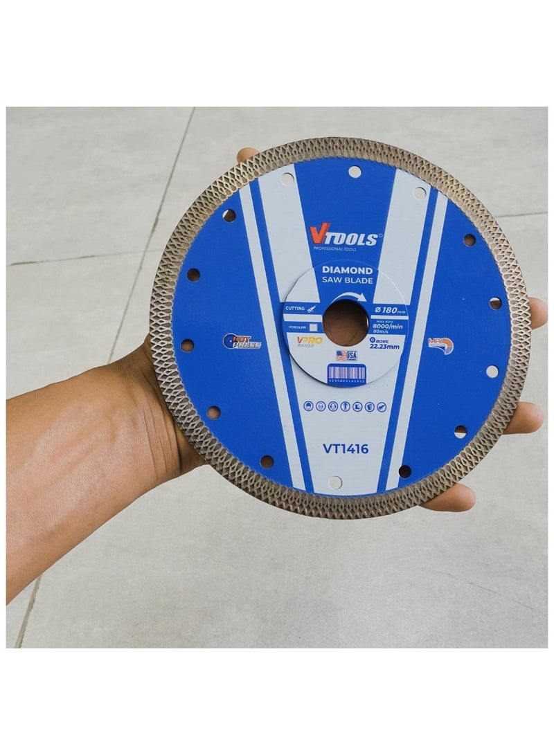 VTOOLS 7 Inch Diamond Saw Blade with Multi-Purpose Blade Dry and Wet for Cutting Asphalt Concrete Brick and Porcelain - Image 3