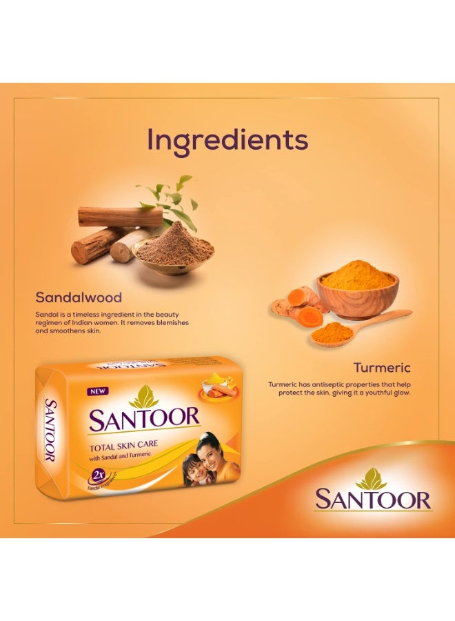 Santoor Sandal & Turmeric Soap for Total Skin Care, 125g (Pack of 4) - Image 3