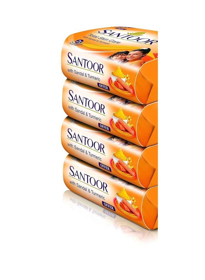 Santoor Sandal & Turmeric Soap for Total Skin Care, 125g (Pack of 4) - Image 2
