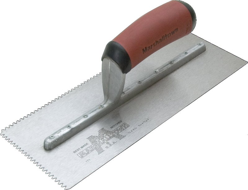 MARSHALLTOWN Standard Notched Trowel, V-Shaped Notch, 6x6mm Notch Size, DuraSoft Right-Handed Handle, Flooring and Tiling, Tile Tool, Made in the USA, 779SD