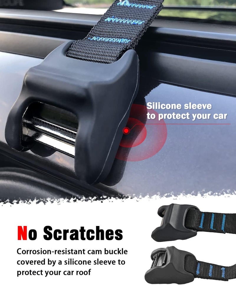 WONITAGO Premium 'No Scratch' Silicon Tie Down Cam Straps for Surfboards, Kayaks, SUP Paddleboards, Canoes, Snowboards 9/12/15 Ft (Pair) - Image 2