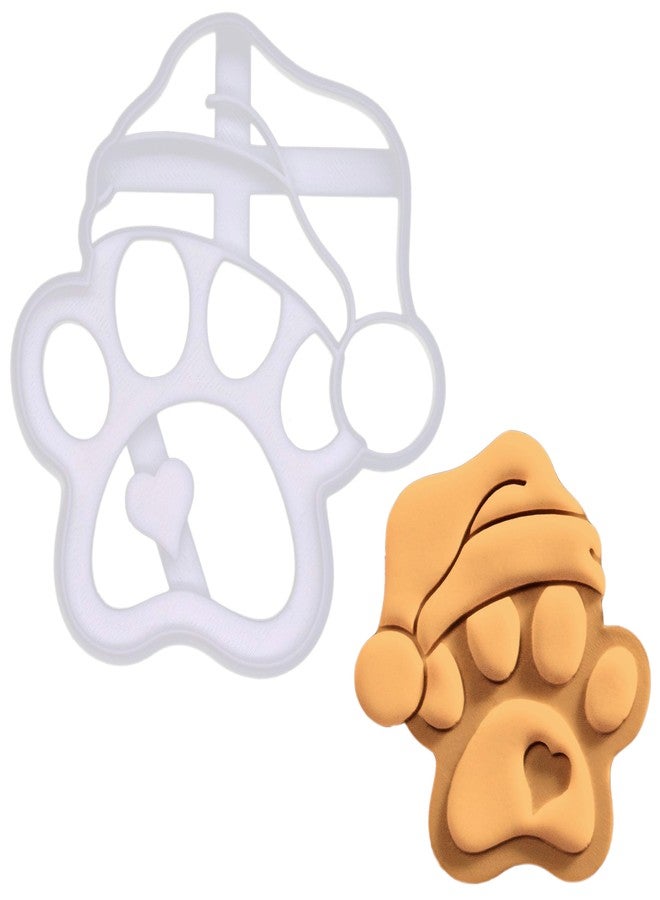BAKERLOGY Large Santa Paw Cookie Cutter - Bake Dog Paw Print Christmas Cookies, Detailed Biscuit Cutter Design for Baking and Crafts, ideal on fondant, dough, clay - Image 1