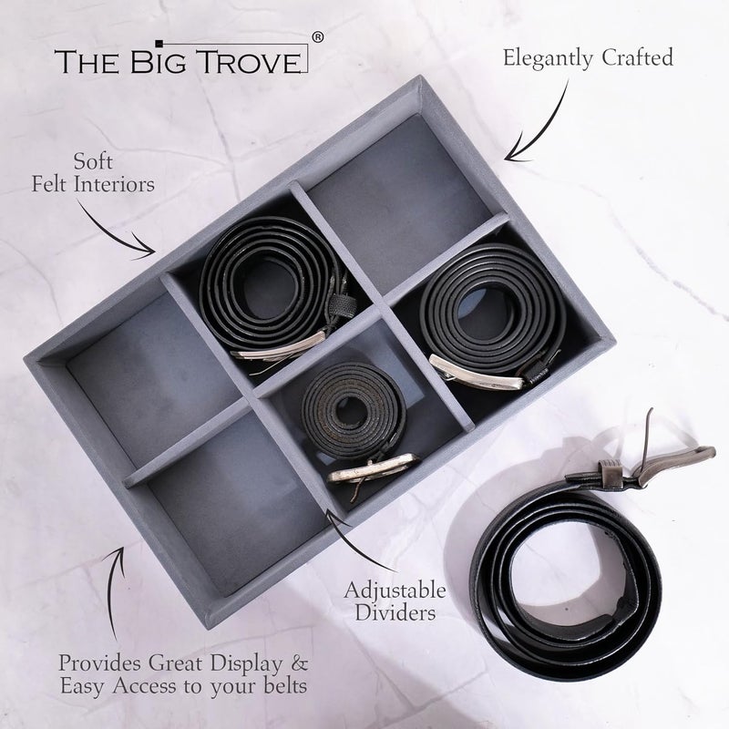 La Trove Luxury Belt Tray Organiser Drawer Display for standard belts (6 Slots Belt Tray Grey) - Image 2