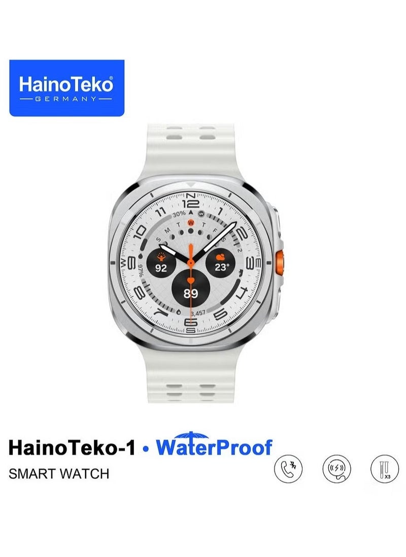 Haino Teko Waterproof Smartwatch with AMOLED Display, 3 Pair Interchangeable Straps, Long Battery Life, Sleek Silver Design for Men – Fitness Tracker, Heart Rate Monitor, and Multi-Function Smartwatch - Image 2
