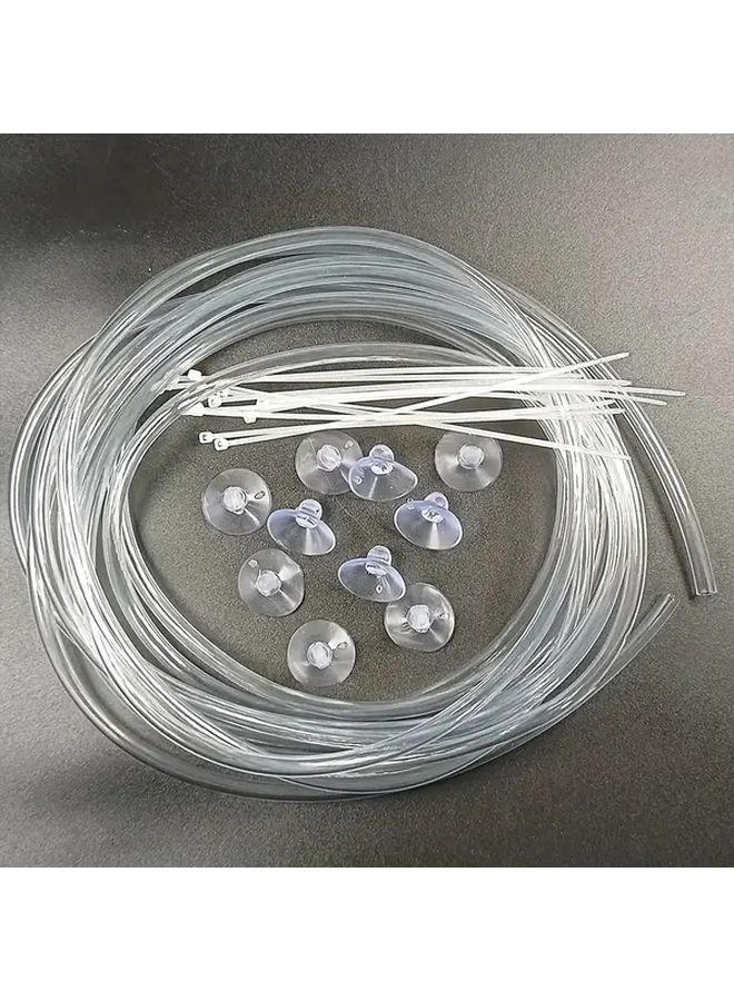 خرطوم شفاف من PVC بطول 196.85 بوصة مع 10 أكواب شفط و10 روابط كابلات لتوصيلات خطوط المياه والهواء في حوض السمك، واستخدامات الديكور المنزلي والتهوية. - Image 5