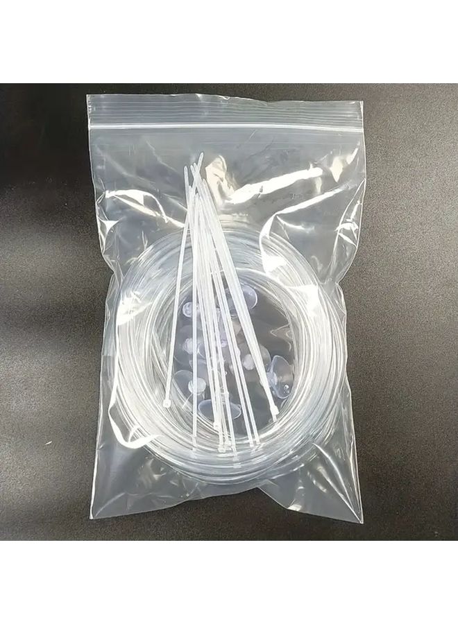 خرطوم شفاف من PVC بطول 196.85 بوصة مع 10 أكواب شفط و10 روابط كابلات لتوصيلات خطوط المياه والهواء في حوض السمك، واستخدامات الديكور المنزلي والتهوية. - Image 3
