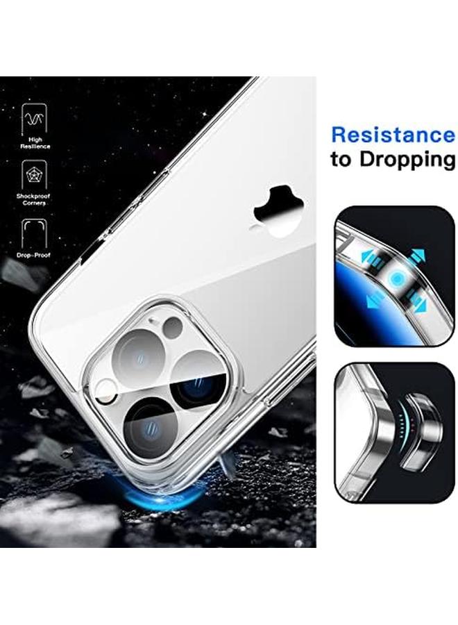 جي تيك جراب 3 في 1 لهاتف Iphone 14 Pro Max مقاس 6.7 بوصة مع قطعتين من واقي الشاشة وقطعتين من واقي عدسة الكاميرا بتغطية كاملة من الزجاج المقوى المقاوم للصدمات وغطاء هاتف شفاف - Image 4