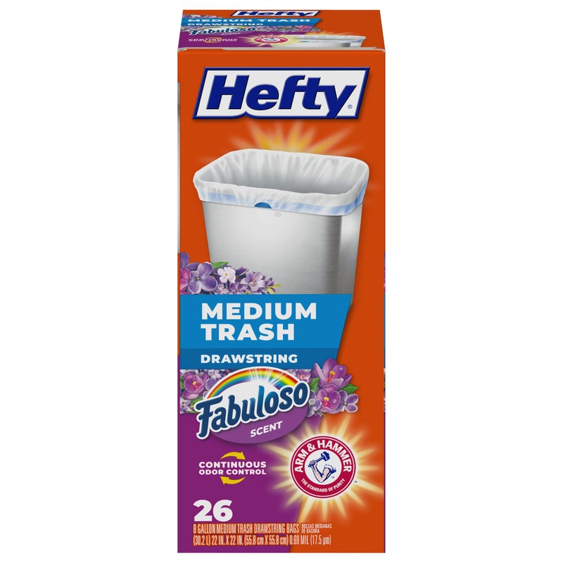 Hefty Medium Trash Bags Fabuloso Scent 8 Gallon 26 Count