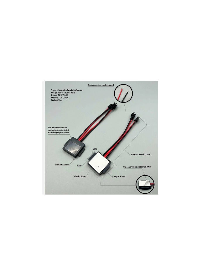 مستشعر لمس لمرآة الحمام باضاءة LED سعوية تعمل باللمس 12 فولت 24 فولت وحدة استشعار السعة الزجاجية الذكية للحمام - Image 2