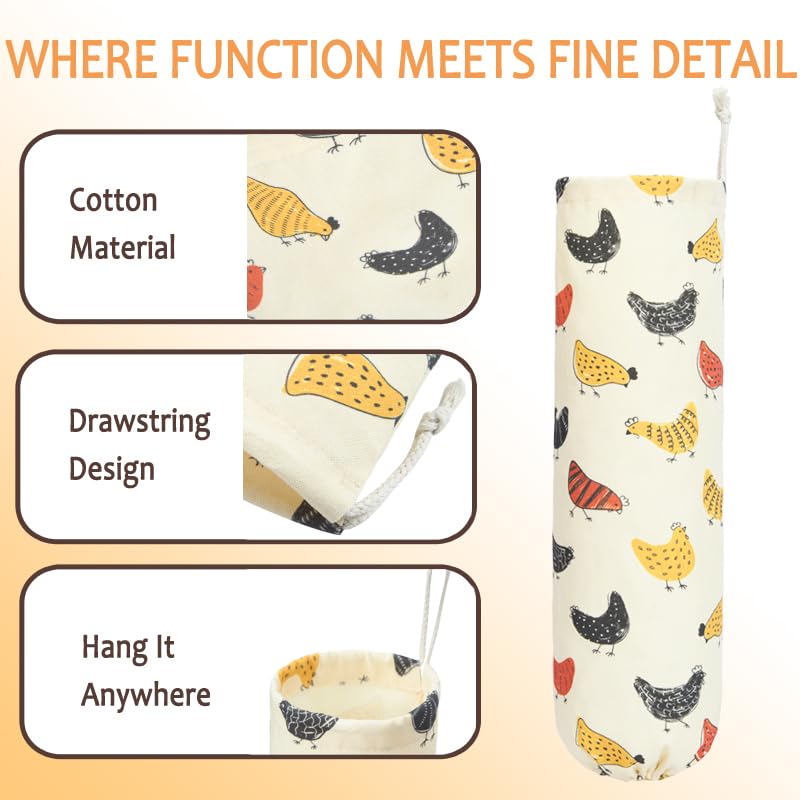 TOGETRUE Plastic Bag Holder, Cute Grocery Bag Holder for Plastic Bags, Wall Mount Bags Dispenser for Home Kitchen Decor (Chicken) - Image 3