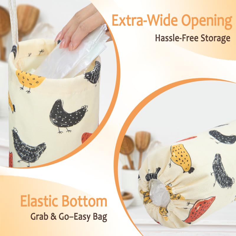 TOGETRUE Plastic Bag Holder, Cute Grocery Bag Holder for Plastic Bags, Wall Mount Bags Dispenser for Home Kitchen Decor (Chicken) - Image 4